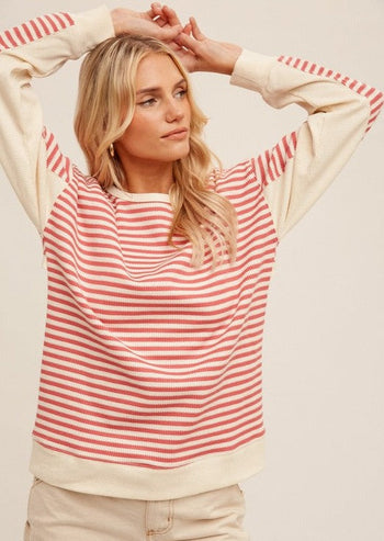 Samara Striped Open Back Thermal Tops - 2 Colors!