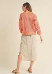 Honey & Coral On The Beach Open Knit Top