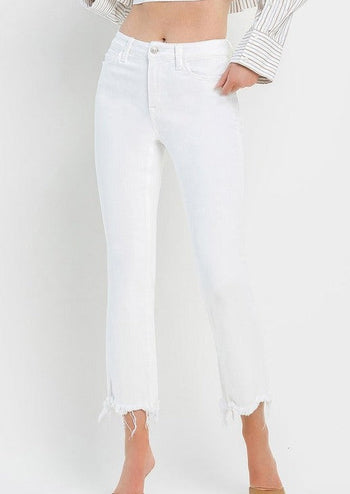 Vervet Optic White Uneven Hem Jeans
