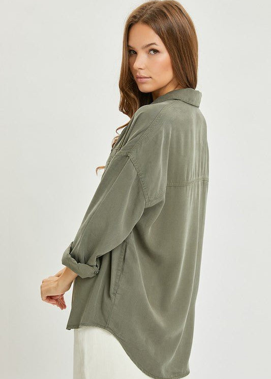 Oversized Tencel Button Down tops - 2 Colors! - The Nines