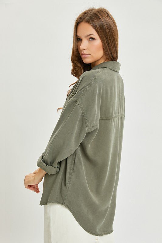 Oversized Tencel Button Down tops - 2 Colors! - The Nines