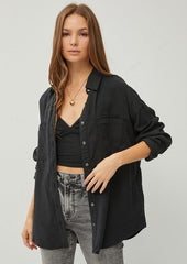 Oversized Tencel Button Down Tops - 2 colors!