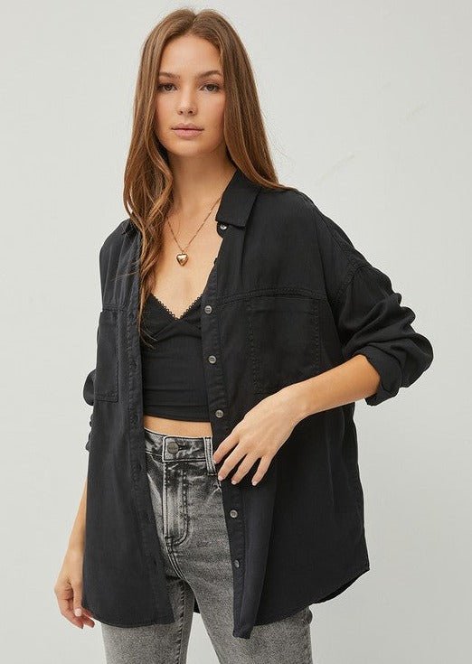 Oversized Tencel Button Down tops - 2 Colors! - The Nines