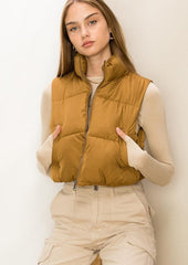 Confident & Cozy Cinch Back Cropped Puffer Vests