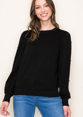 Pearl Sleeve Sweatshirt Tops - 2 colors!