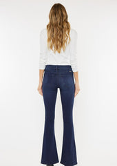 Petite Kan Can Mid Rise Dark Wash Flare Jean