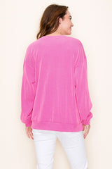 Hot Mess Pink Ribbed Pullover