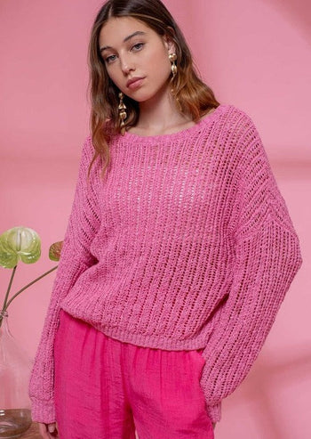 Pink Semi Sheer Summer Sweater