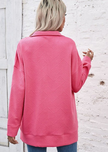 Hot Pink Textured Pocket Pullover