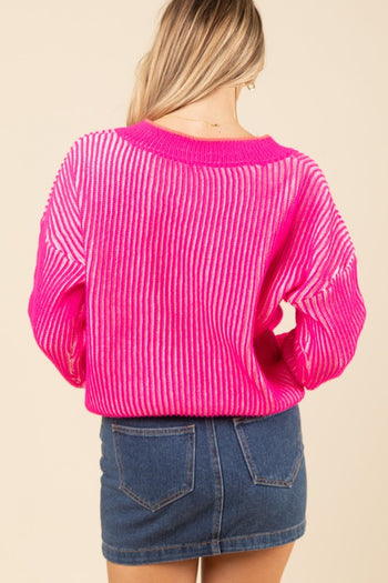 FINAL SALE - Pink Two Tone Sweater