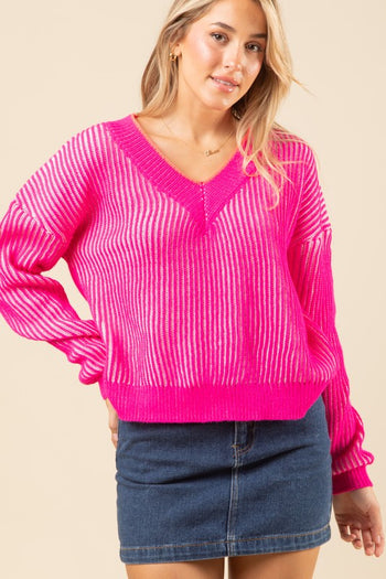FINAL SALE - Pink Two Tone Sweater
