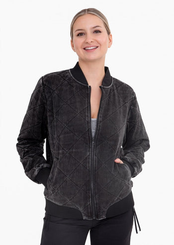 Quilted Mineral Wash Bomber Jacket - 2 Colors!