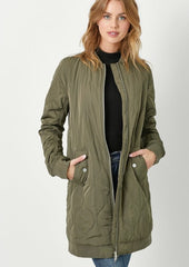 Kailey Quilted Long Bomber Jackets - 2 colors!