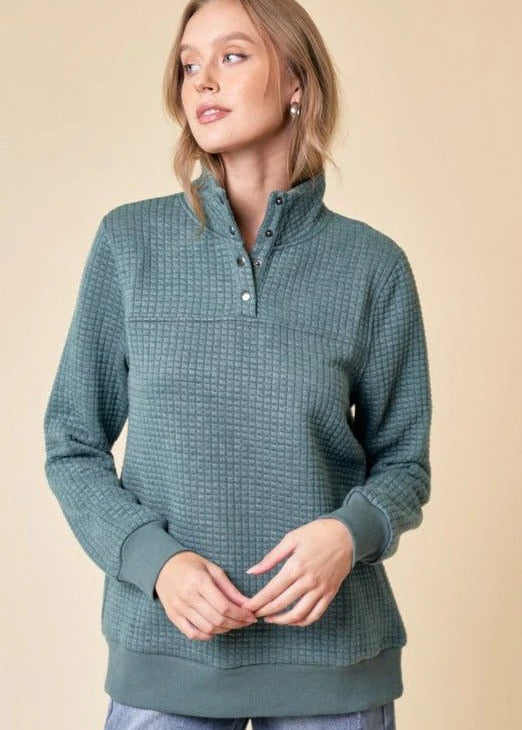 Teal Weekend Outing Quilted Pullovers - The Nines