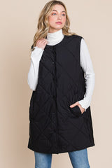 Oversized Quilted Side Snap Long Vests - 2 colors!