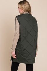 Oversized Quilted Side Snap Long Vests - 2 colors!