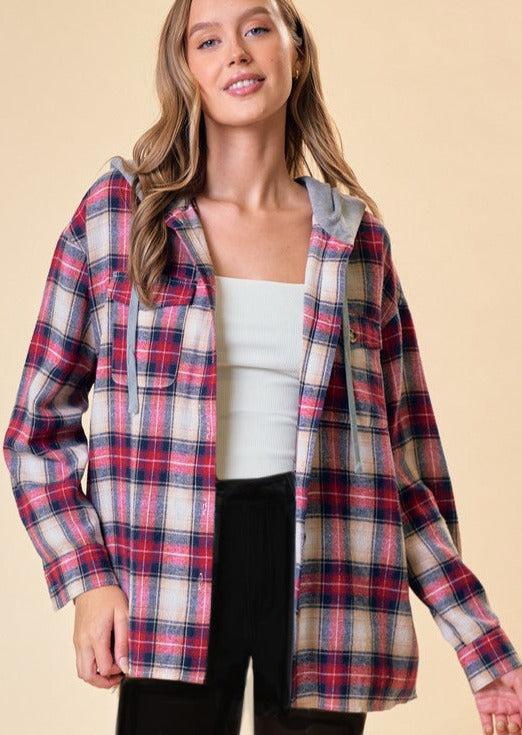 Red & Tan Hooded Flannel