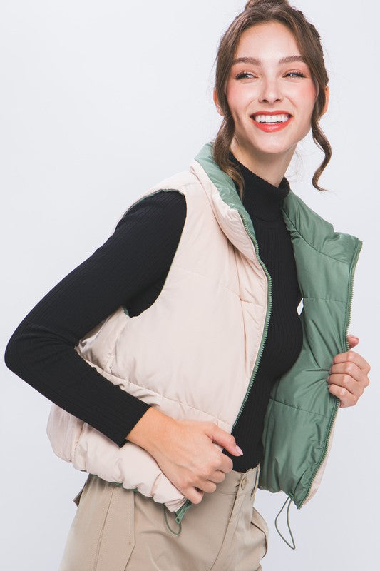 Reversible Cropped Puffer Vests -3 colors!