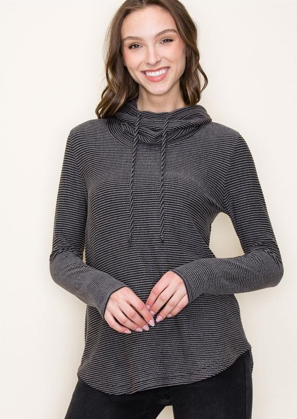 Right On Time Ribbed Cowl Neck Tops - 2 colors!