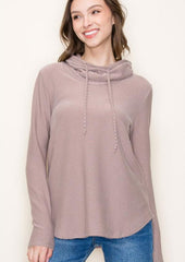 Right On Time Ribbed Cowl Neck Tops - 2 colors!