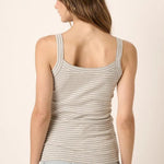 Gray Striped Ribbed Square Neck Tank Top - The Nines