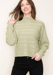 FINAL SALE - Cable Knit Mock Sweaters - 2 Colors!