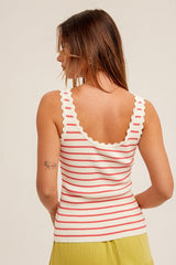 Striped Scalloped Fitted Tank - 2 Colors!