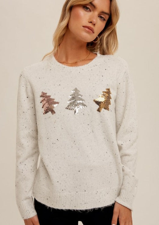Sequin Tree Speckled Sweater