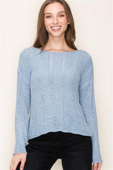 Slate Blue Summer open Knit Sweater