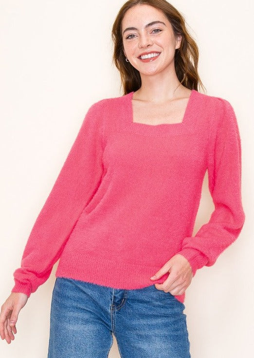 Soft & Fuzzy Square Neck Tops - 2 colors