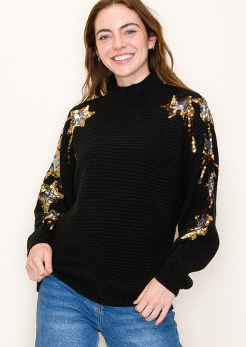 Star Sequin Sleeve Sweaters - 2 Colors!