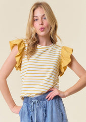 Mixed Striped Ruffle Tops - 2 Colors!