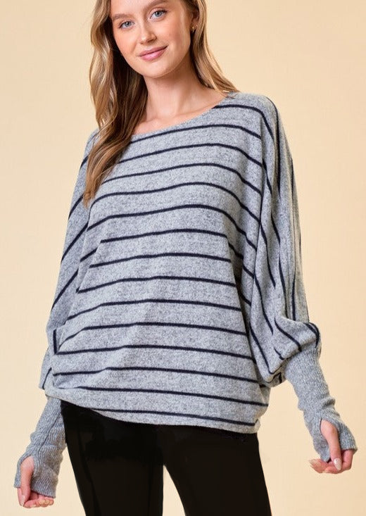 Striped Slouchy Dolman Tops - 2 Colors!