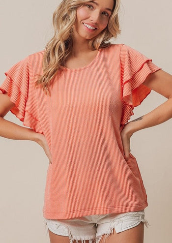 Relaxed Fit Summer Orange Ribbed Top