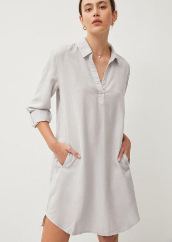 Tencel Pocket Dress With Roll Tab Sleeves - 2 Colors!