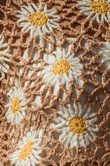 Tan Floral Crochet Crop Top