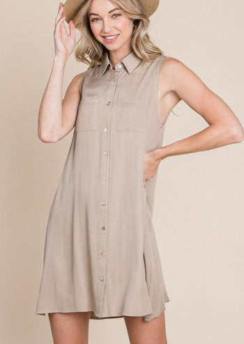 Taupe Button Down Sundress