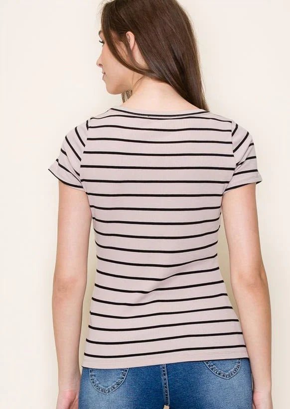 Feels Like Friday Striped Short Sleeve Top - The Nines