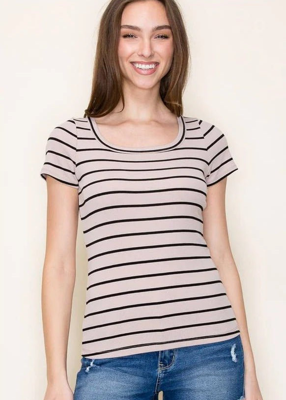 Feels Like Friday Striped Short Sleeve Top - The Nines
