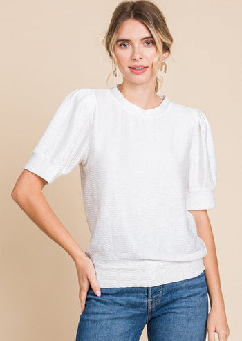 Textured Puff Sleeve Tops - 2 Colors!