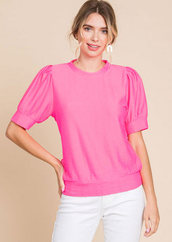 Textured Puff Sleeve Tops - 2 Colors!