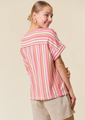 Textured Multi Striped Tees - 2 Colors!