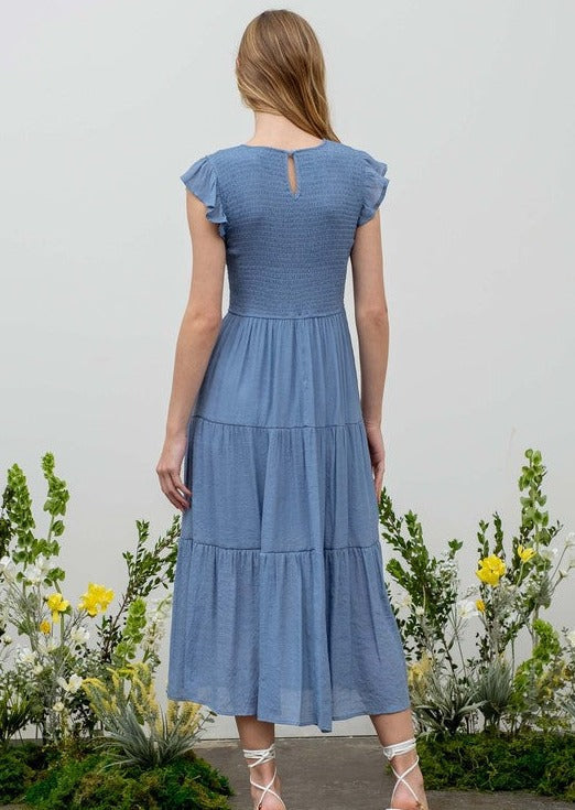 Tiered Smocked Midi Dress - 2 Colors!