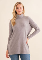 Gray Turtleneck Tunic Pullover
