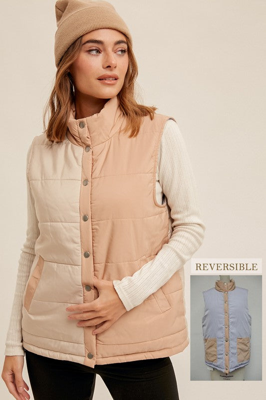 Two Tone Beige Reversible Vest