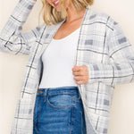 Gray & Ivory Soft Plaid Cardigan - The Nines