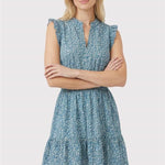 Dusty Teal Smocked Waist Dress - The Nines