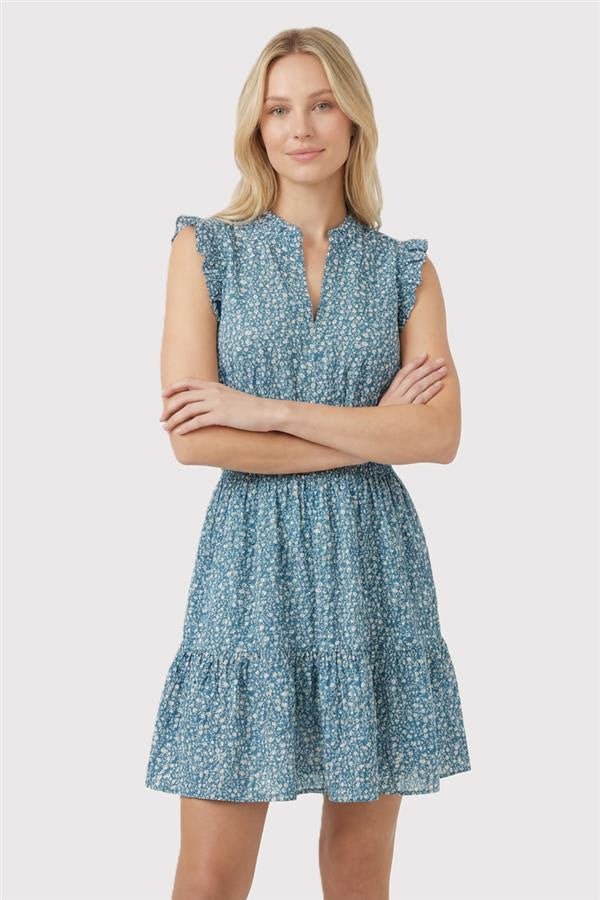 Dusty Teal Smocked Waist Dress - The Nines