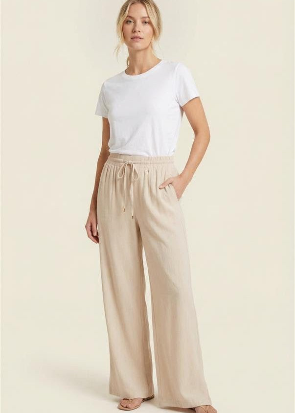Launa Drawstring Linen Pants - 2 Colors! - The Nines