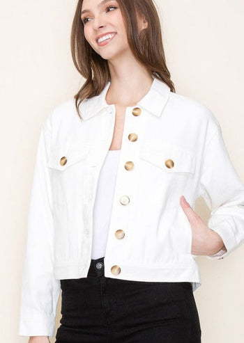 White Cotton Twill Jacket